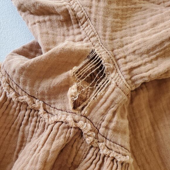 We The Free Shirt Womens Small Button Front Long Sleeve Oversized Gauzy Cotton - Picture 6 of 9